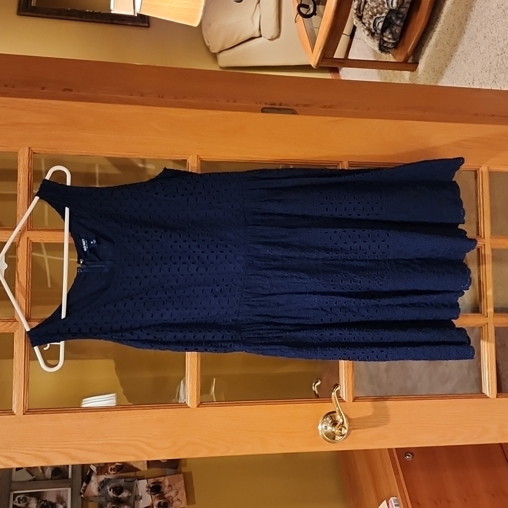 Blue Lined Eyelet dress